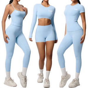 Conjunto Deportivo de 2 Piezas con Cintura Alta Elástica, Leggings Ligeros y Transpirables, Sujetador Deportivo, Conjunto de Yoga sin Costuras - Product Image 2