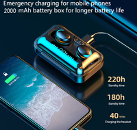 Casque de jeu sans fil F9-5C Tws Ipx7, écouteurs étanches avec 2000mah
