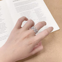 Bague en diamant fantaisie ajourée large en or blanc 18 carats avec diamants de laboratoire pour femme, bague de fiançailles, bijoux fins