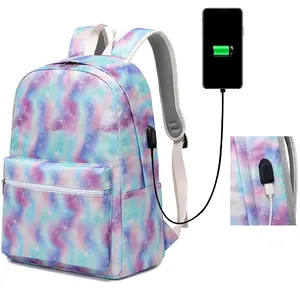 Özel popüler batik okul sırt çantası toptan genç USB sırt çantası kitap çantaları Mochilas okul çantası