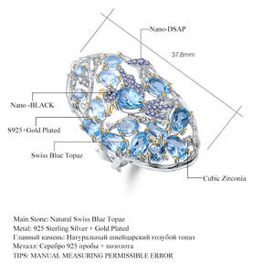 Anillos de Plata 925 con Incrustaciones de Cristal Azul de la Serie Vintage, Elegantes y de Alta Gama, Directamente del Fabricante, Disponibles en Stock - Product Image 4