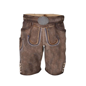 Short décontracté de style allemand pour hommes, coupe ajustée, en cuir de vachette personnalisé du Pakistan, respirant avec poches tissées - Product Image 1