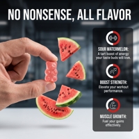 Qbioflex Offre Spéciale Gummies Pré-Entraînement Saveur Pastèque pour la Croissance Musculaire 60 Gummies Complément Alimentaire pour Femmes et Hommes