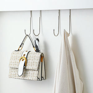 Colgador de puerta con doble gancho en forma de S de acero inoxidable para ropa, baño, cocina, capacidad de carga de 1-3 kg, tamaño pequeño y grande - Product Image 3