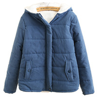 Veste en coton à capuche pour femme AIMINYZ, version coréenne, à manches longues, en tissu pelucheux épais, imprimé lignes, décontractée, automne-hiver