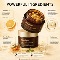Crème en Capsules Éclaircissante Anti-Âge et Raffermissante à la Vitamine C, à l'Argousier et au Niacinamide, Sous Marque Blanche