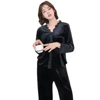 Pyjama Sexy pour femme, pyjama avec bordure en dentelle, vêtements de nuit longs, Style occidental