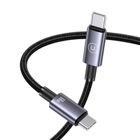 Kabel Data Pengisian Cepat USAMS SJ661 Berkualitas Tinggi Tipe C ke Tipe-C 60W dari Paduan Aluminium untuk Ponsel dan Laptop