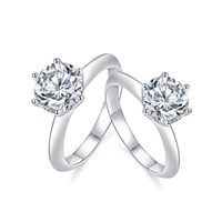Простое Пасьянс 6 зубцами, модное 925 Серебряное кольцо 1ct vvs d moissanite, серебряные Подарочные Кольца для женщин