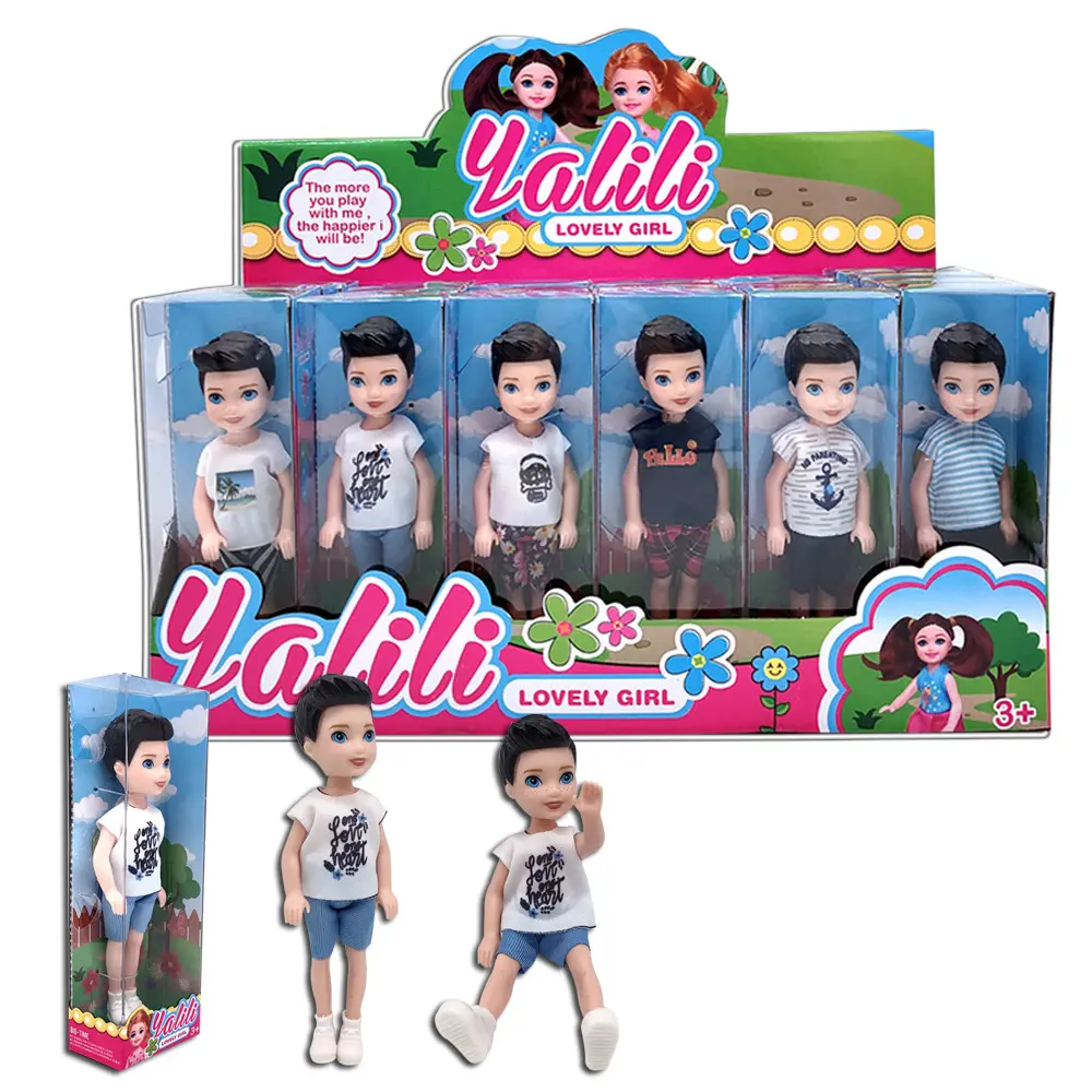 5 인치 왕자 귀여운 소년 인형 미니 인형 컬러 박스 소년과 소녀를위한 어린이 놀이 집 선물 장난감 액세서리.