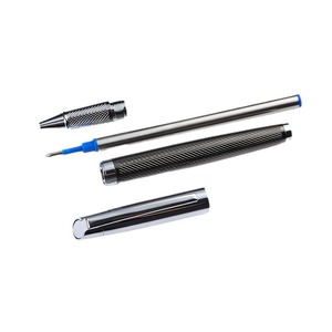 Stylo Rollerball Métallique Deluxe Brillant Gaufré, Placage Argenté/Or/Gunmetal Effet Miroir, Finition Laquée Noire Courbée, Stylo Sportif - Product Image 5