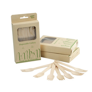 Sẵn sàng số lượng lớn chất lượng cao gỗ bạch dương cấp thực phẩm 160mm dùng một lần dao kéo bằng gỗ đặt muỗng dao nĩa - Product Image 1