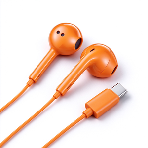 หูฟังแบบมีสาย USB Type C สีส้มแฟชั่น แบบกึ่งใส่ในหู เสียงสเตอริโอ พร้อมปุ่มควบคุมระดับเสียง สำหรับสมาร์ทโฟน จำหน่ายจำนวนมาก - Product Image 4