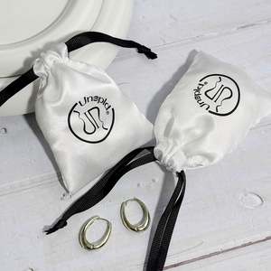 Custom Satin Bag Storage Bags with Ribbon Closure Silk Screen Printed Packaging Gift Bag for Wig - Product Image 3