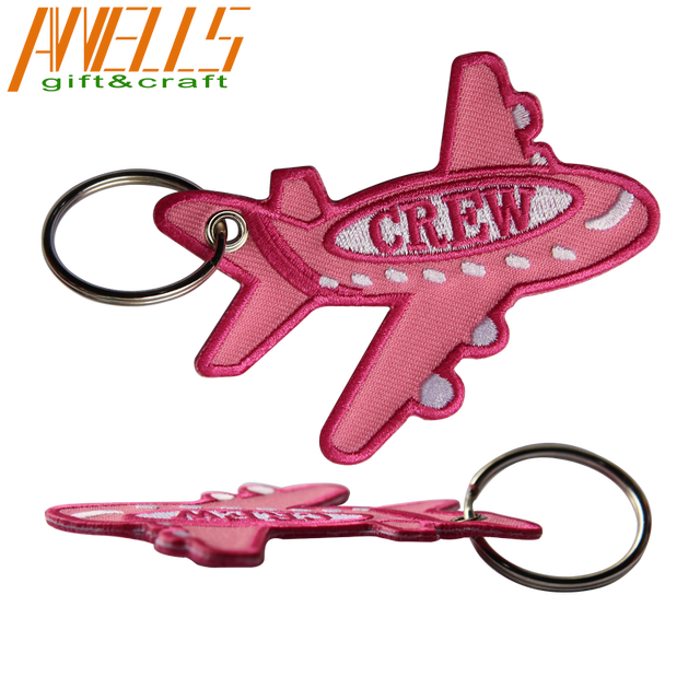 Embroidered Durable Keychain Thermal Transfer Printed Floating Feature Woven Design Cartoon Bear Fruit Iron Promotional