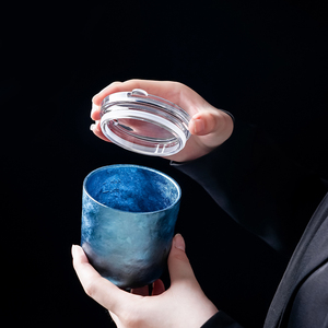 PINKAH Tazza Classica a Doppia Parete in Titanio Puro al 99,99% per Caffè, Tè e Birra con Coperchio Push-Pull per Campeggio e Viaggi - Product Image 1