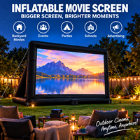 Écran de projection gonflable Ceyu avec panneau d'écran blanc, système de fixation par cordes élastiques et cordes de maintien pour soirées cinéma en plein air