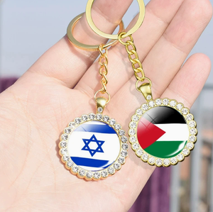 Porte-clés personnalisé avec drapeau national palestinien, entièrement orné de strass, ailes d'ange, pendentif décoratif pour sac à dos - Product Image 5