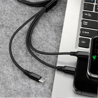 Logo personnalisé 3-en-1 Heavy Duty Super Fast Micro USB Type C 8-Pin Câble de données Nylon Tressé Chargeur USB Ligne pour Ordinateur Imprimante