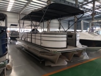 Bateaux de sport flottants de luxe en fibre de verre, pontons de bateau économiques, barge de fête, mini ponton avec cabine et moteur hors-bord