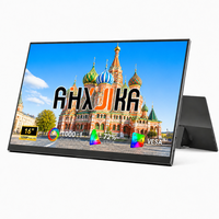 Moniteur portable AHXJKA 16 pouces IPS double écran 1200P 60Hz avec haut-parleurs et support, un seul câble, multi-écrans pour PC, Mac et console de jeu