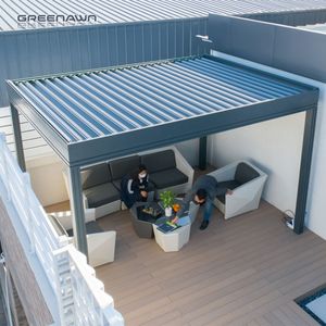 Couvertures imperméables modernes en <span class=keywords><strong>aluminium</strong></span> de jardin extérieur Pergola motorisée abri de stationnement de voiture avec accessoires de porte à volet - Product Image 6