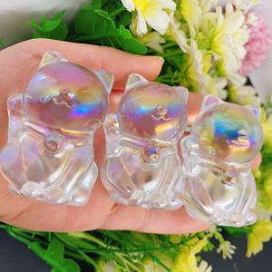 แก้วแกะสลักรูปสัตว์หินหลอมหินแบบใสสำหรับงานหัตถก<span class=keywords><strong>ร</strong></span><span class=keywords><strong>ร</strong></span>มพื้นบ้านใช้ตกแต่งแมวออร่า - Product Image 2
