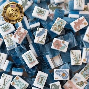 Juego de Fichas de Mahjong de Cerámica de Lujo Grabadas, para 4 Jugadores, Portátil, con Diseño Personalizado - Product Image 1