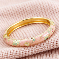 Brazalete Cloisonné de Alta Calidad Hecho a Mano con Esmalte de Aleación, Diseño Floral Vintage, Artesanía Étnica, Regalo para Mujer, Joyería Diaria