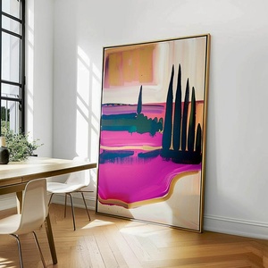 Grande peinture à l'huile abstraite rose sur toile, art mural abstrait, peinture artisanale, décoration murale pour la maison - Product Image 1