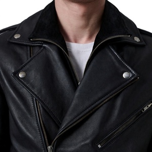 Blouson Bomber Homme en Cuir PU, Col Rabattu, Fermeture Éclair, Coupe-Vent, Décontracté, Noir Uni, Coupe Droite, Vêtement d'Extérieur Automne - Product Image 6
