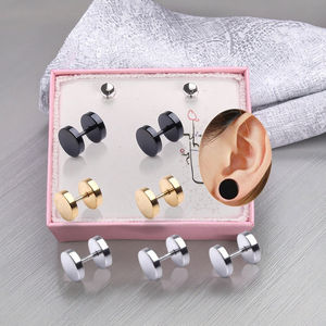 स्टेनलेस स्टील फ्लैट बैक इयररिंग्स डिस्क स्टड कान महिला पुरुषों के लिए गहने गोल बारबेल के गोल बारबेल - Product Image 3