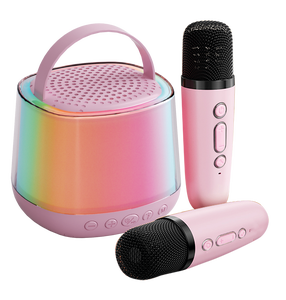 <b>LED</b> Mini De Kalonka Avto Machine for Kids Adults Portable <b>Speaker</b> with 2 Wireless Microphones - Product Image 1