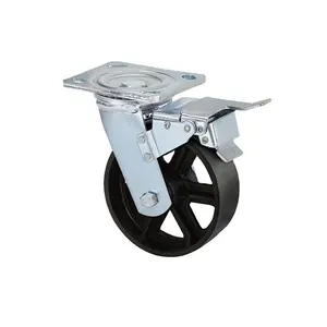 200Mm Heavy Duty Zwenkwiel Met Lock Swivel Gietijzer Caster Wielen