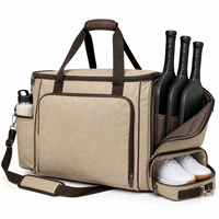 Sac de sport décontracté à fermeture éclair géométrique, kaki, en PU, avec compartiment à chaussures ventilé, porte-bouteille et bandoulière réglable