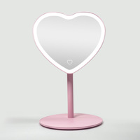 Miroir de maquillage de haute qualité avec logo personnalisé Smart Touch HD en forme de coeur miroir de maquillage éclairé avec base pour le voyage