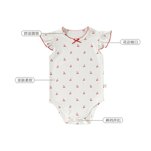 Mono de bebé para niña con mangas con volantes, estampados bonitos, tela ligera de verano, body de bebé personalizado, pelele de bebé al por mayor - Product Image 5