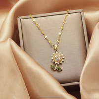 Chaîne en acier inoxydable pour femmes avec pendentifs en pierres précieuses Colliers Trendy Summer Waterproof Accessories on Neck Fashion Jewelry Gifts