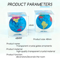 Ornement de globe terrestre carré en acrylique transparent personnalisé OEM ODM, mini globe terrestre de bureau, carte du monde colorée, artisanat décoratif