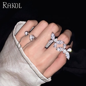 RAKOL RP2158 CZ Butterfly 2021 Real Gold Plated <b>Adjustable</b> <b>Ring</b> Jewelry - Product Image 1