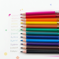 Ensemble de crayons de couleur triangulaires en plastique de 4 pouces, 12 couleurs, gomme colorée, mine souple, certifié EN71, papeterie artistique