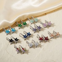 Pendientes de Clip con Base de Latón y Cobre Premium ACME, con Circonita Cúbica Brillante en Forma de Flor, en Tono Dorado, Oro Rosa y Plateado, Accesorios para Mujer