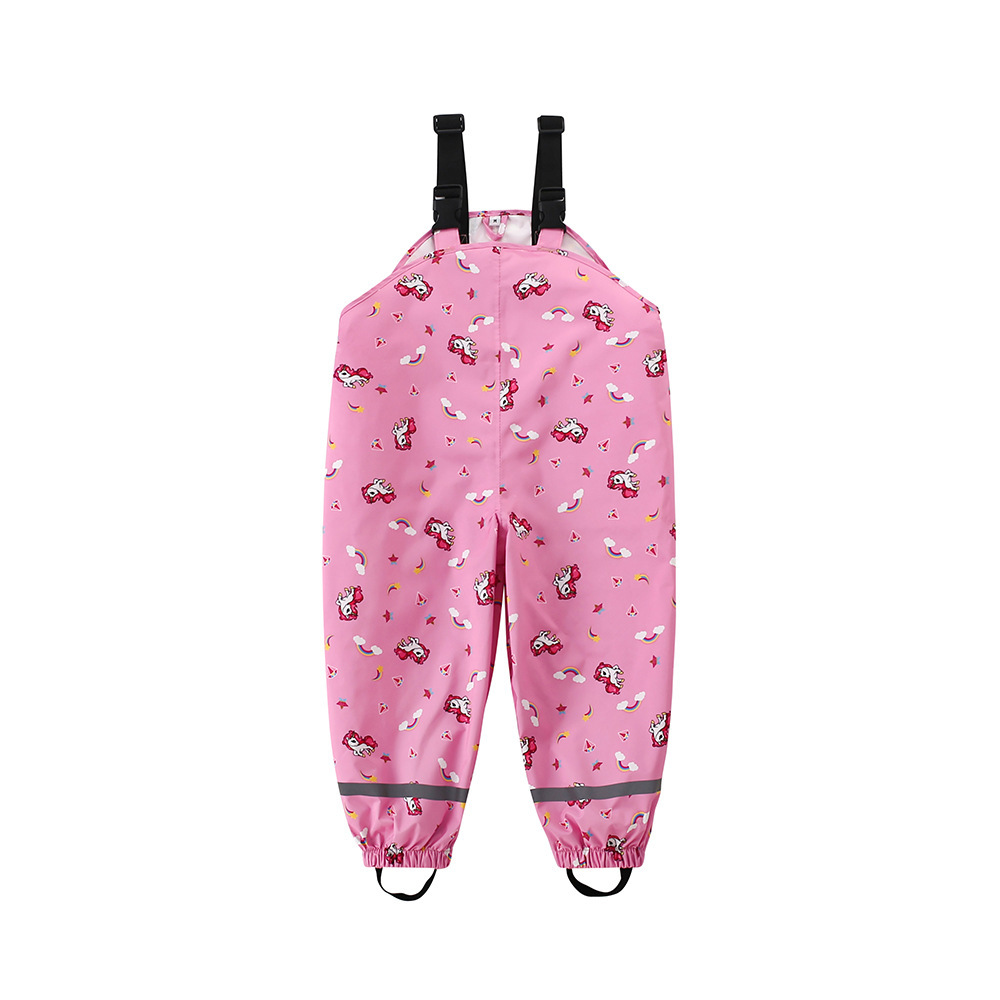 Pantalon à bretelles licorne rose style épais