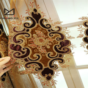 Venta al por mayor diseño especial de lujo estilo europeo trabajo a mano 3D bordado transparente gasa cinta encaje cortina telas - Product Image 4