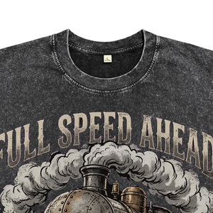 Camisetas Oversize para Hombre con Estampado Steampunk de Tren y Lavado Ácido, de Algodón Suave, Transpirables y de Alta Calidad para Venta al por Mayor - Product Image 4