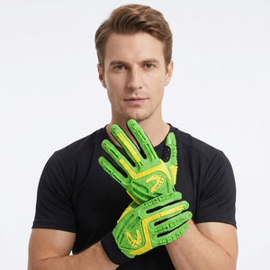 Gants de sécurité anti-choc en PU vert et jaune, avec bande élastique antidérapante intégrale pour poignet, idéaux pour le travail agricole - Product Image 5