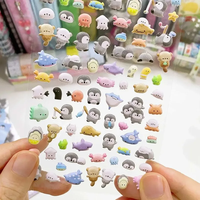 Autocollant personnalisé en PVC gonflé Kawaii 3D, motif animal de dessin animé, pour décoration de coque de téléphone, journalisation, scrapbooking, cadeau scolaire