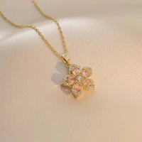 Collar de Acero Inoxidable 316L con Exquisito Diseño de Flor de Trébol de Cinco Hojas para Mujer, Colgante Giratorio con Zirconia para Aliviar la Ansiedad, Joyería