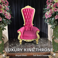 Fauteuil Trône de Luxe Queen King, Chaise de Mariage Classique à Dossier Haut Or et Blanc pour Mariés, en Tissu, pour Extérieur et École