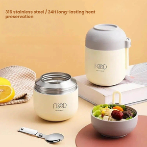 Marmite Thermique Portable au Design Mignon 700ml # Thermos en acier inoxydable 316 avec cuillère pliable - Product Image 2